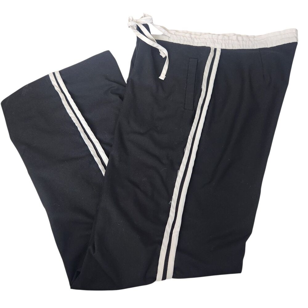 Pot'z K-Style L Wide Leg Sporty Trousers Black Contrast Stripe Luxe Night Out